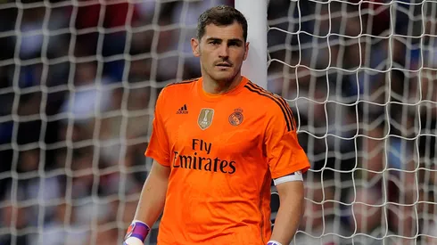 Iker Casillas of Real Madrid reacts during the La Liga match between Real Madrid CF and Getafe CF.