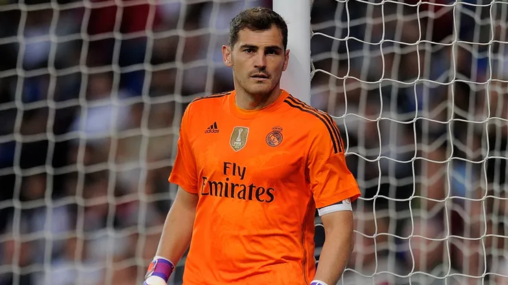 Iker Casillas of Real Madrid reacts during the La Liga match between Real Madrid CF and Getafe CF.