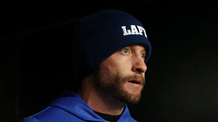 Head coach Sean McVay of the Los Angeles Rams enters the field before the game against the Philadelphia Eagles during the NFC Divisional Playoff at Lincoln Financial Field on January 19, 2025 in Philadelphia, Pennsylvania.