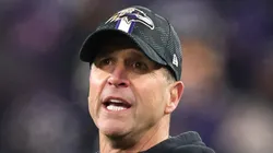 Head coach John Harbaugh of the Baltimore Ravens