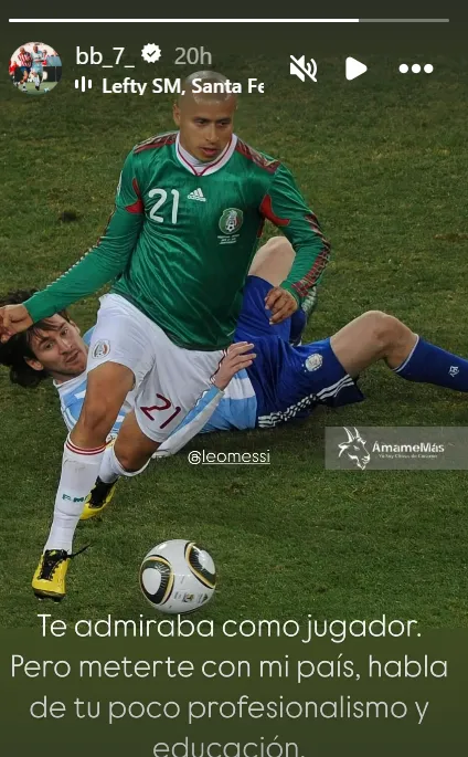 Adolfo Bautista’s IG story criticizing Messi (Instagram:@bb_7_)