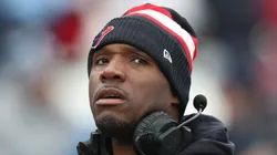 Head coach DeMeco Ryans of the Houston Texans looks on against the Tennessee Titans during the first half at Nissan Stadium on January 05, 2025 in Nashville, Tennessee.