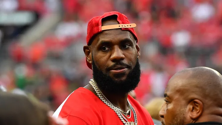 LeBron James of the Los Angeles Lakers attends a game between the Notre Dame Fighting Irish and the Ohio State Buckeyes at Ohio Stadium on September 03, 2022 in Columbus, Ohio.