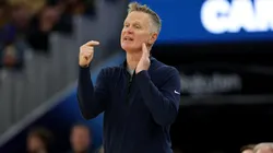 Golden State Warriors head coach Steve Kerr directs his team during their game against the Boston Celtics during the first half at Chase Center.