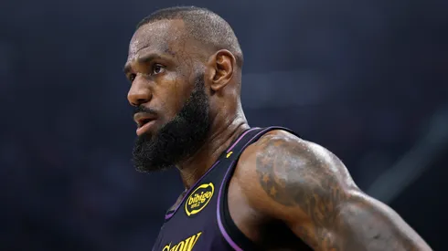 LeBron James #23 of the Los Angeles Lakers during the game against the Los Angeles Clippers at Intuit Dome.