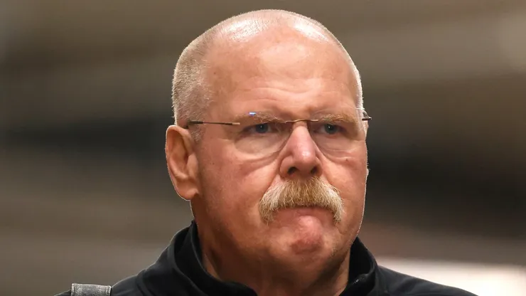 Head coach Andy Reid of the Kansas City Chiefs arrives before the game against the Buffalo Bills at GEHA Field at Arrowhead Stadium on December 10, 2023 in Kansas City, Missouri.