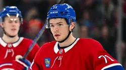 Jake Evans #71 of the Montreal Canadiens skates during the second period against the Toronto Maple Leafs at the Bell Centre on January 18, 2025 in Montreal, Quebec, Canada. The Toronto Maple Leafs defeated the Montreal Canadiens 7-3.