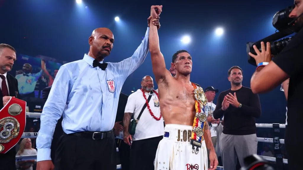 Jai Opetaia celebrates winning against David Nyika during the IBF And Ring Magazine Cruiserweight World Title Fight between Jai Opetaia and David Nyika at the Gold Coast Convention Centre on January 08, 2025 in Gold Coast, Australia. (Photo by Chris Hyde/Getty Images)