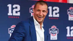 Rob Gronkowski arrives prior to the 2024 Hall of Fame Induction Ceremony for Tom Brady at Gillette Stadium on June 12, 2024 in Foxborough, Massachusetts.