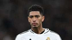 Jude Bellingham reacts during a UEFA Champions League match.