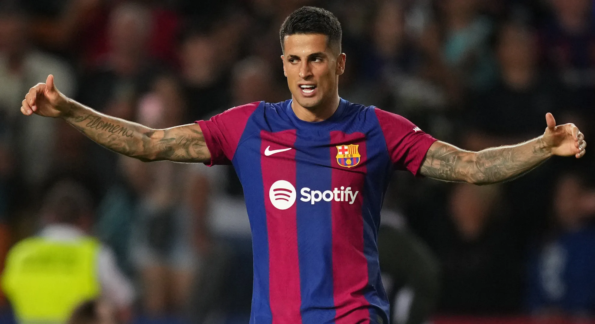Joao Cancelo during a Barcelona match.