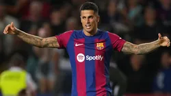 Joao Cancelo of Barcelona celebrates after scoring the team's third goal during the LaLiga EA Sports match between FC Barcelona and Celta Vigo at Estadi Olimpic Lluis Companys on September 23, 2023 in Barcelona, Spain.