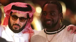 Saudi Arabian adviser Turki Al-AlShaikh, and boxer Terrence Crawford pose during UFC 306: Riyadh Season Noche at Sphere on September 14, 2024 in Las Vegas, Nevada.
