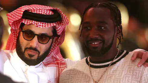 Saudi Arabian adviser Turki Al-AlShaikh, and boxer Terrence Crawford pose during UFC 306: Riyadh Season Noche at Sphere on September 14, 2024 in Las Vegas, Nevada.