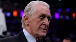 Miami Heat president Pat Riley at Madison Square Garden on May 02, 2023 in New York City.