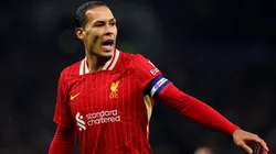 Virgil van Dijk of Liverpool looks on during the Carabao Cup Semi Final First Leg match between Tottenham Hotspur and Liverpool.
