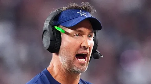 New head coach Brian Schottenheimer of the Dallas Cowboys reacts during the second half against the Baltimore Ravens at AT&T Stadium on September 22, 2024 in Arlington, Texas.