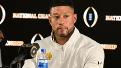 Head coach Marcus Freeman of the Notre Dame Fighting Irish