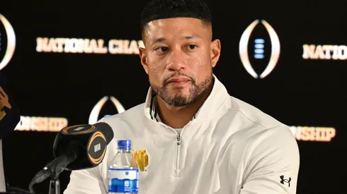 Head coach Marcus Freeman of the Notre Dame Fighting Irish