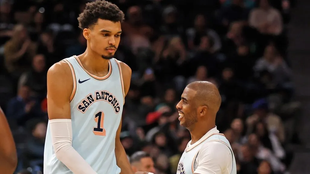 Chris Paul and Victor Wembanyama of the San Antonio Spurs