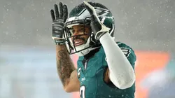 Darius Slay Jr. #2 of the Philadelphia Eagles reacts against the Los Angeles Rams during the fourth quarter in the NFC Divisional Playoff at Lincoln Financial Field on January 19, 2025 in Philadelphia, Pennsylvania.