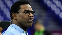Michael Irvin of NFL Network looks on during the NFL Combine at Lucas Oil Stadium on March 03, 2022 in Indianapolis, Indiana.