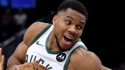 Giannis Antetokounmpo #34 of the Milwaukee Bucks spins in front of Ivica Zubac #40 of the LA Clippers during a 127-117 loss to the Clippers at Intuit Dome on January 25, 2025 in Inglewood, California.