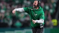 Head coach Nick Sirianni of the Philadelphia Eagles reacts during the second quarter against the Jacksonville Jaguars at Lincoln Financial Field on November 03, 2024 in Philadelphia, Pennsylvania.