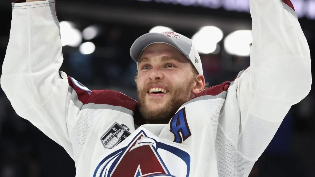 Mikko Rantanen #96 of the Colorado Avalanche celebrates following Game Six of the 2022 NHL Stanley Cup Final at Amalie Arena on June 26, 2022 in Tampa, Florida. The Avalanche defeated the Lightning 2-1.
