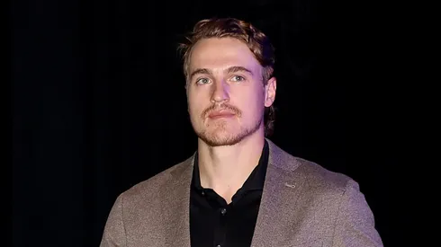 Mikko Rantanen #96 of the Colorado Avalanche arrives for their game against the St Louis Blues during Game One of the Second Round of the 2022 Stanley Cup Playoffs at Capital One Arena at Ball Arena on May 17, 2022 in Denver, Colorado.