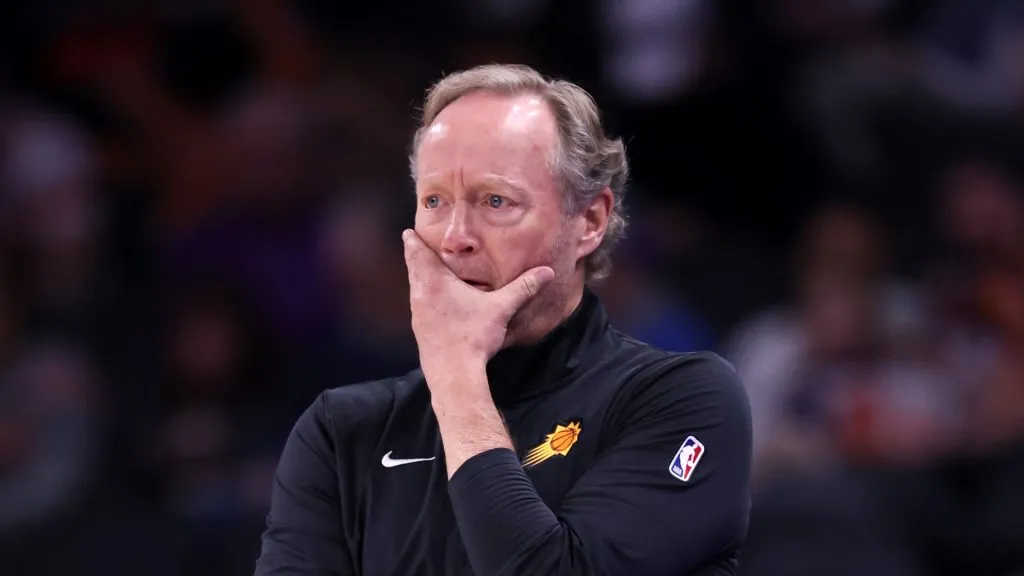 Head coach Mike Budenholzer of the Phoenix Suns watches the action during the second half against the Portland Trail Blazers