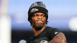 Lamar Jackson #8 of the Baltimore Ravens warms up before a preseason game against the Philadelphia Eagles at M&T Bank Stadium on August 9, 2024 in Baltimore, Maryland.