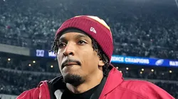 Jayden Daniels #5 of the Washington Commanders walks off the field after a 55-23 loss to the Philadelphia Eagles during the NFC Championship Game at Lincoln Financial Field on January 26, 2025 in Philadelphia, Pennsylvania.