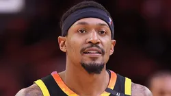 Bradley Beal #3 of the Phoenix Suns looks on during the second half of the NBA game against the Washington Wizards at Footprint Center on January 25, 2025 in Phoenix, Arizona. The Suns defeated the Wizards 119-109.