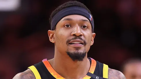 Bradley Beal #3 of the Phoenix Suns looks on during the second half of the NBA game against the Washington Wizards at Footprint Center on January 25, 2025 in Phoenix, Arizona. The Suns defeated the Wizards 119-109.
