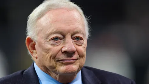Jerry Jones, owner of the Dallas Cowboys, looks on prior to the game against the Atlanta Falcons at Mercedes-Benz Stadium on November 03, 2024 in Atlanta, Georgia.