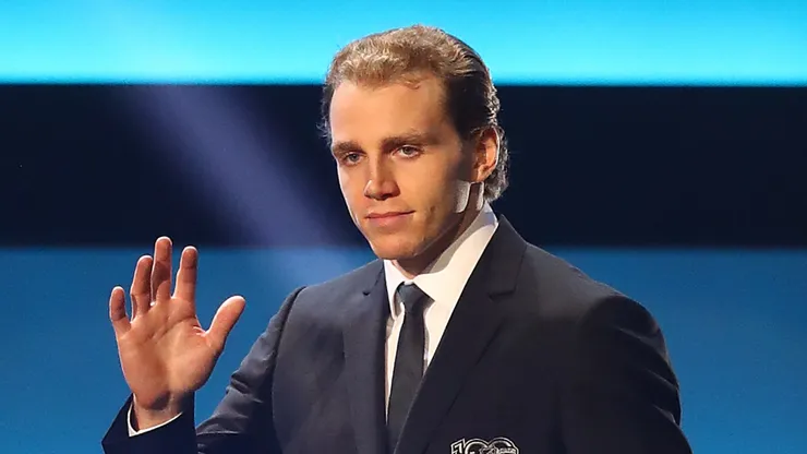 Patrick Kane #88 of the Chicago Blackhawks walks on stage during the NHL 100 presented by GEICO Show as part of the 2017 NHL All-Star Weekend at the Microsoft Theater on January 27, 2017 in Los Angeles, California.