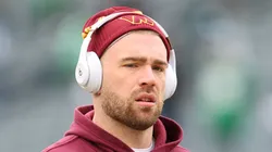 Zach Ertz #86 of the Washington Commanders warms up prior to the NFC Championship Game against the Philadelphia Eagles at Lincoln Financial Field on January 26, 2025 in Philadelphia, Pennsylvania.