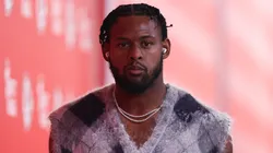 JuJu Smith-Schuster #9 of the Kansas City Chiefs arrives prior to a game against the Cincinnati Bengals at GEHA Field at Arrowhead Stadium on September 15, 2024 in Kansas City, Missouri.