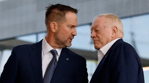 New head coach of the Dallas Cowboys Brian Schottenheimer arrives at a press conference with team owner Jerry Jones at The Star in Frisco on January 27, 2025 in Frisco, Texas.