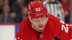Lucas Raymond #23 of the Detroit Red Wings plays against the Washington Capitals at Little Caesars Arena on December 29, 2024 in Detroit, Michigan.