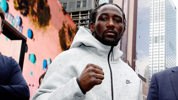 Terence Crawford poses for a photo as part of a fight announcement for the Riyadh Season Card featuring their super welterweight fight later this year at Times Square on April 24, 2024 in New York City.