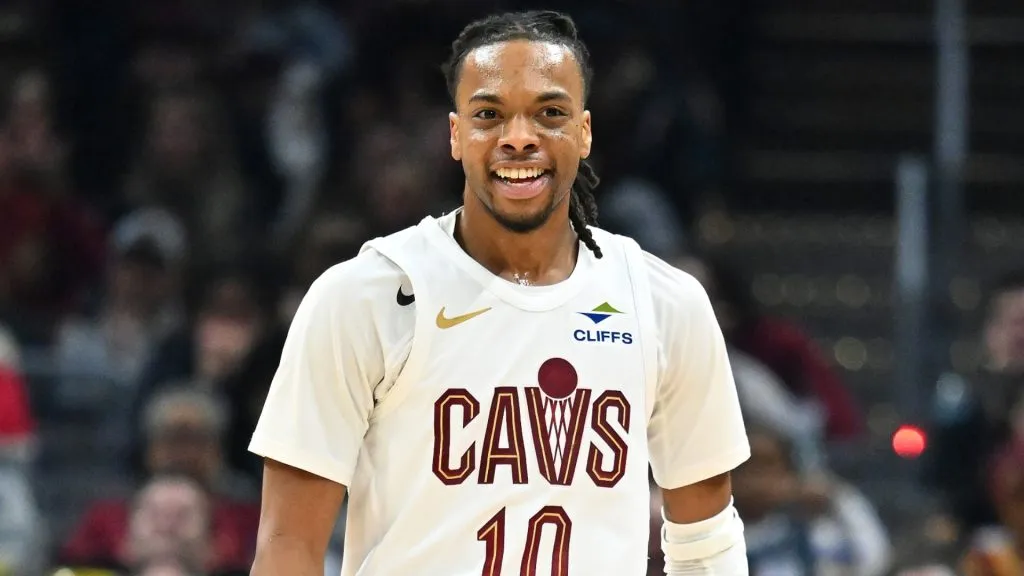 Darius Garland #10 of the Cleveland Cavaliers reacts during the second quarter against the Phoenix Suns at Rocket Mortgage Fieldhouse on January 20, 2025. (Source: Jason Miller/Getty Images)