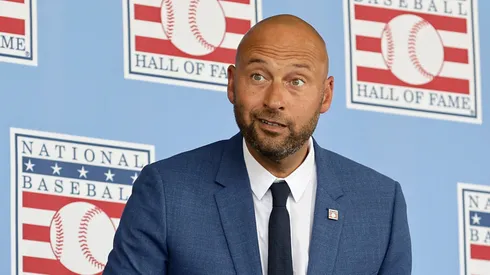 Hall of Famer Derek Jeter attends the Baseball Hall of Fame induction ceremony at Clark Sports Center on July 21, 2024 in Cooperstown, New York.