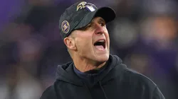Head coach John Harbaugh of the Baltimore Ravens looks on during the fourth quarter against the Pittsburgh Steelers during the AFC Wild Card Playoff at M&T Bank Stadium on January 11, 2025 in Baltimore, Maryland.