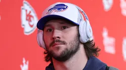 Josh Allen of the Bills arrives prior to a game against the Chiefs.