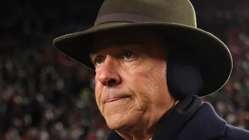 Former coach Nick Saban looks on in the Playoff First Round game between the Notre Dame Fighting Irish and the Indiana Hoosiers at Notre Dame Stadium on December 20, 2024 in South Bend, Indiana.