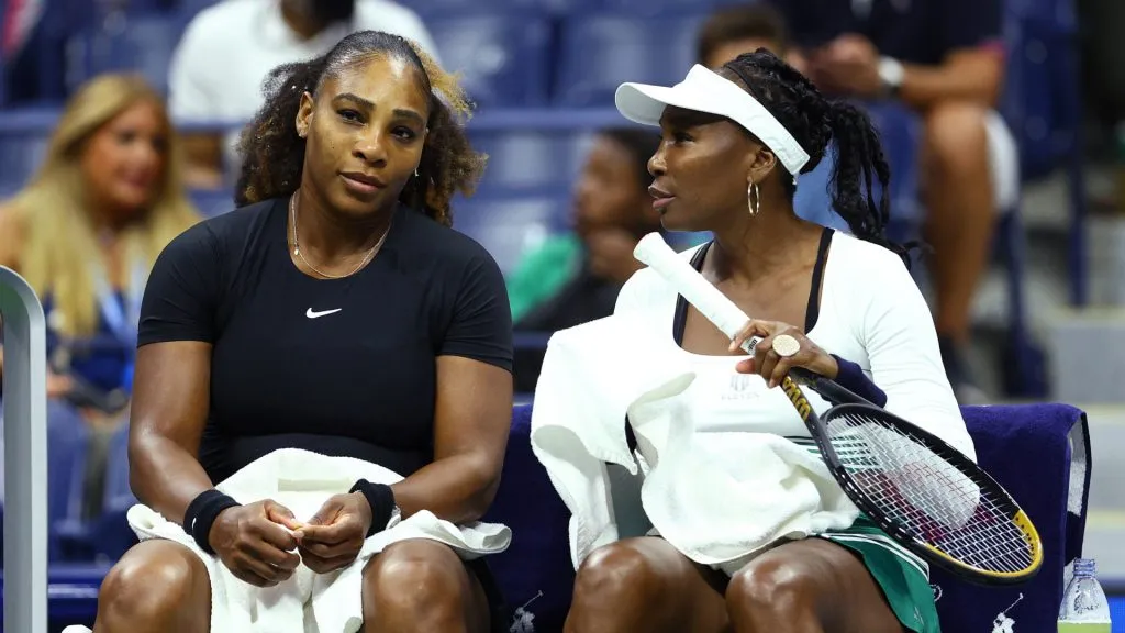 Serena and Venus Williams during the 2022 US Open (Elsa/Getty Images)