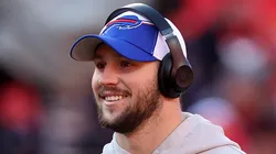 Josh Allen #17 of the Buffalo Bills warms up before the game against the Kansas City Chiefs at GEHA Field at Arrowhead Stadium on December 10, 2023 in Kansas City, Missouri.