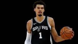 Victor Wembanyama #1 of the San Antonio Spurs competes in the third quarter during the NBA game between the Indiana Pacers and San Antonio Spurs.